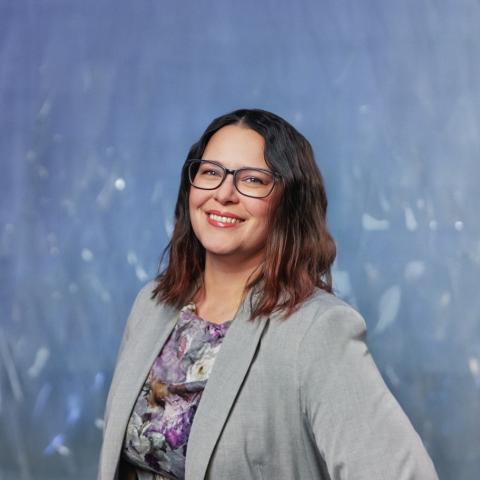 portrait image with blue background