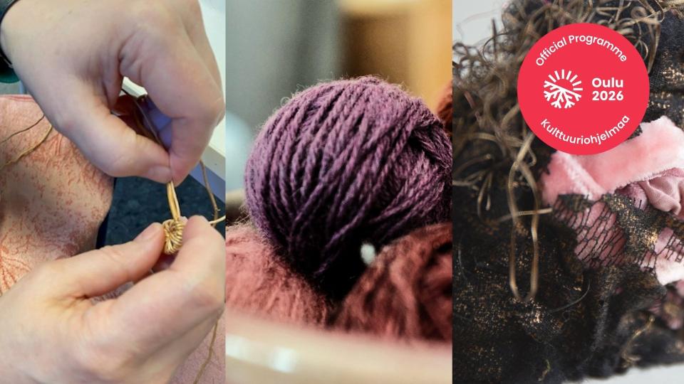 Close-up picture of knitting and craft materials