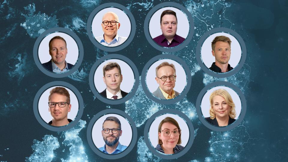 Ylärivissä vasemmalta Matti Muhos, Petteri Alahuhta, Eetu Kivirasi ja Antti Järvenpää, keskellä vasemmalta Sakari Puisto ja Petteri Löppönen, alarivissä vasemmalta Santeri Varis, Jaakko Karjalainen, Niina Merilaita ja Päivi Keisanen.