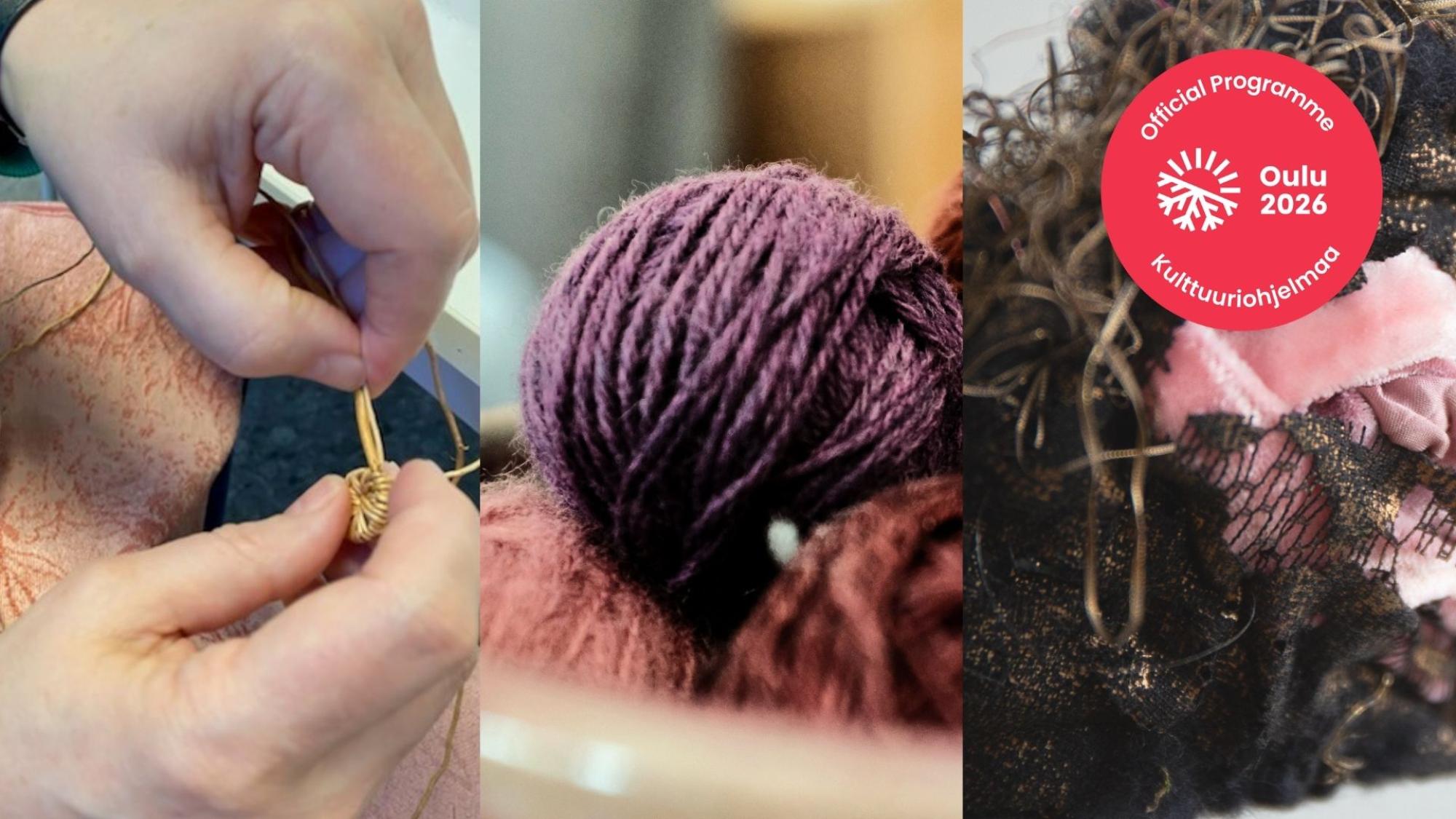 Close-up picture of knitting and craft materials