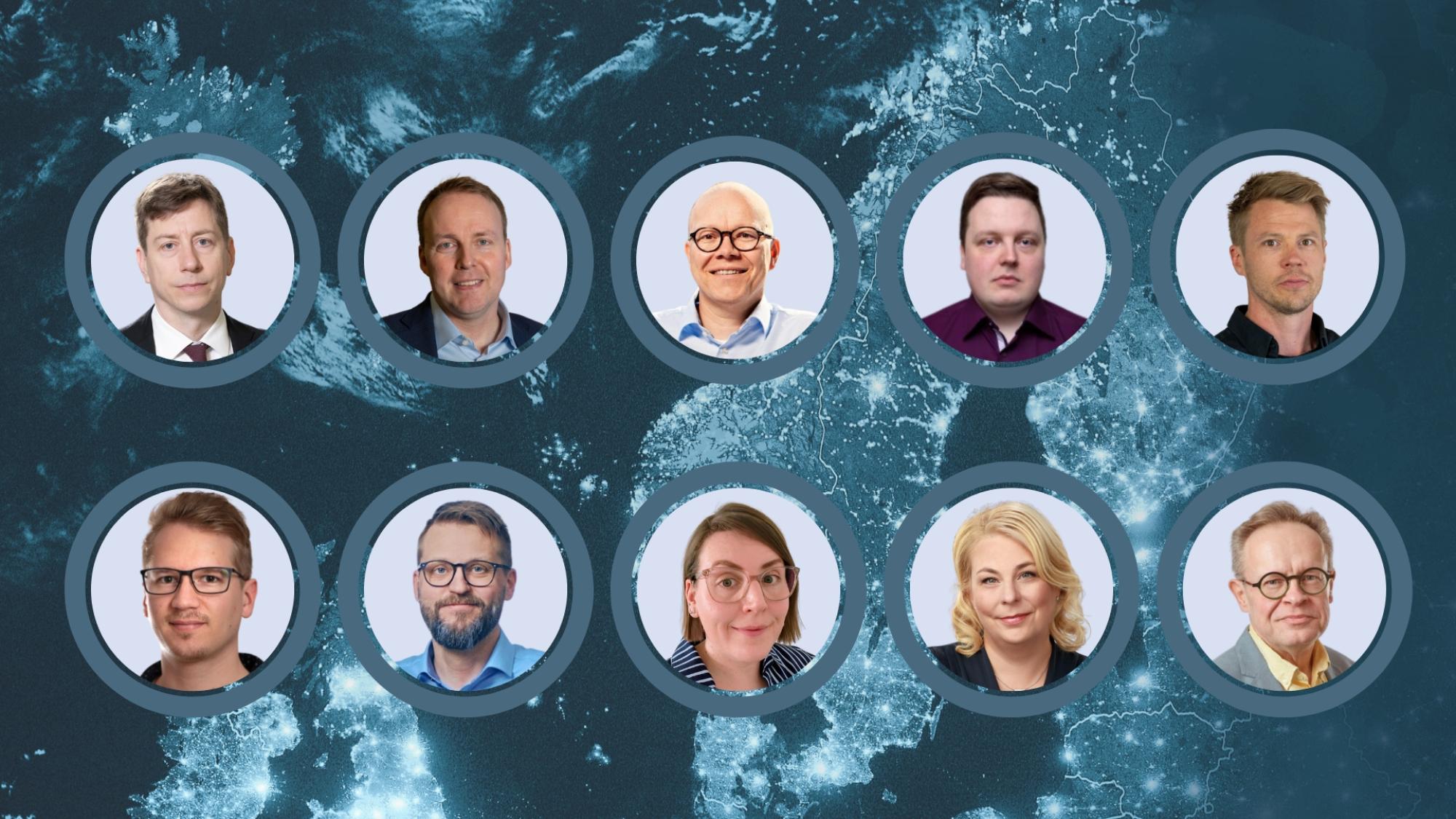ylärivi vas. Sakari Puisto, Matti Muhos, Petteri Aalahuhta, Eetu Kivirasi ja Antti Järvenpää, alarivi vas. Santeri Varis, Jaakko Karjalainen, Niina Merilaita, Päivi Keisanen ja Petteri Löppönen