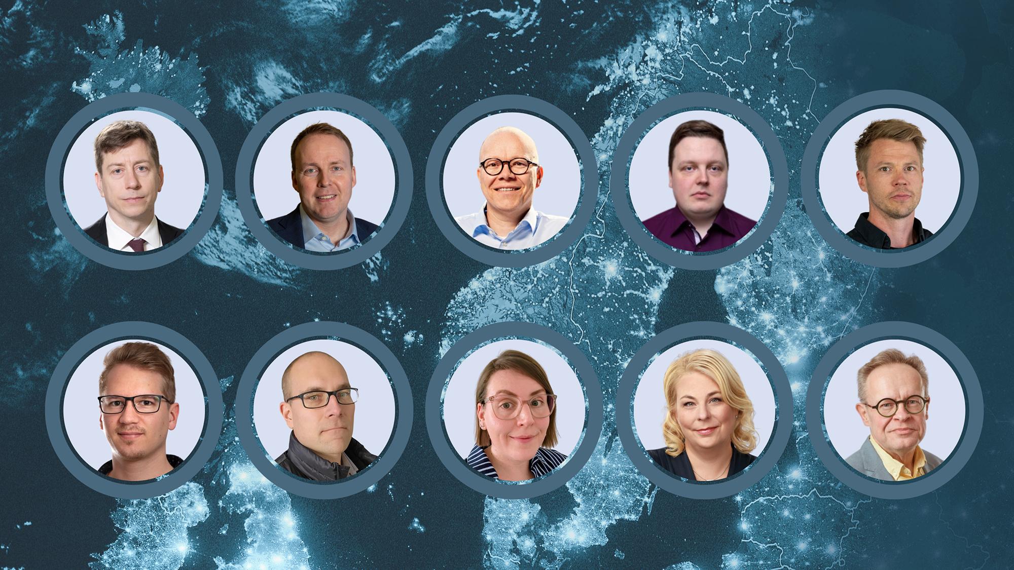 ylärivissä vasemmalta Sakari Puisto, Matti Muhos, Petteri Aalahuhta, Eetu Kivirasi ja Antti Järvenpää, alarivissä vasemmalta Santeri Varis, Juhani Niiranen, Päivi Keisanen ja Petteri Löppönen