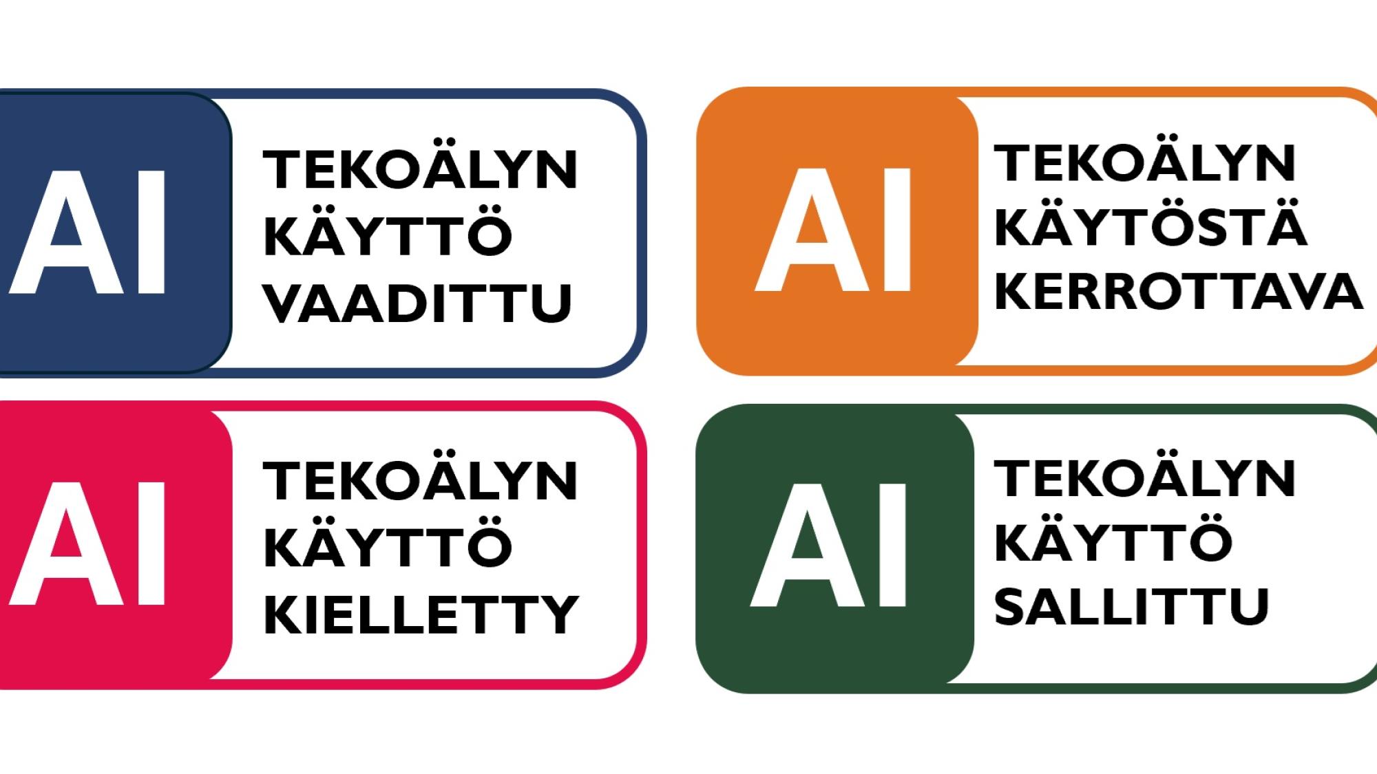 Neljä eri liikennevaloa kuvana selityksineen.