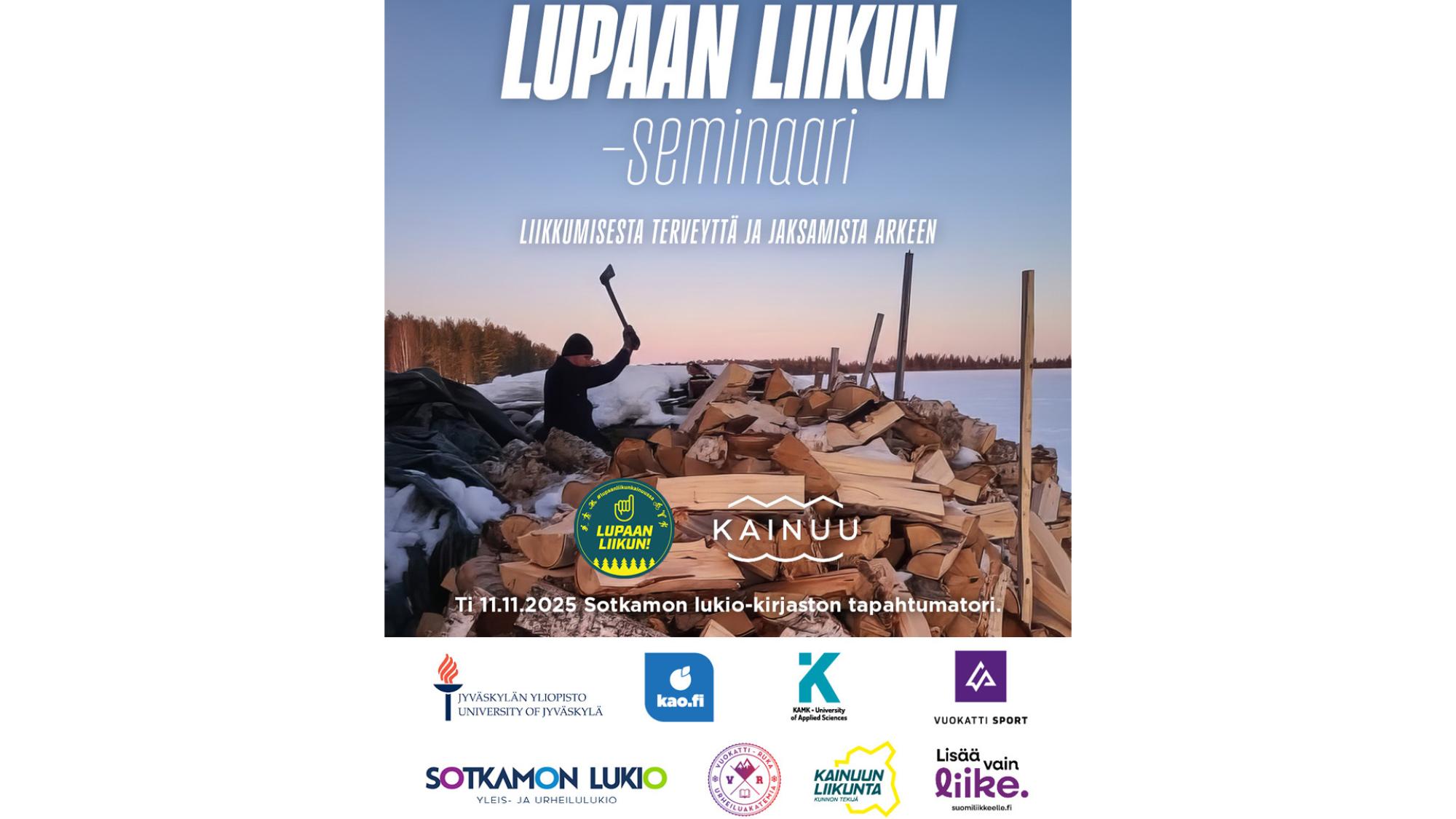 Lupaan liikun -seminaari Sotkamon lukiolla 11.11. – pääpuhujana UKK-instituutin johtaja Tommi Vasankari