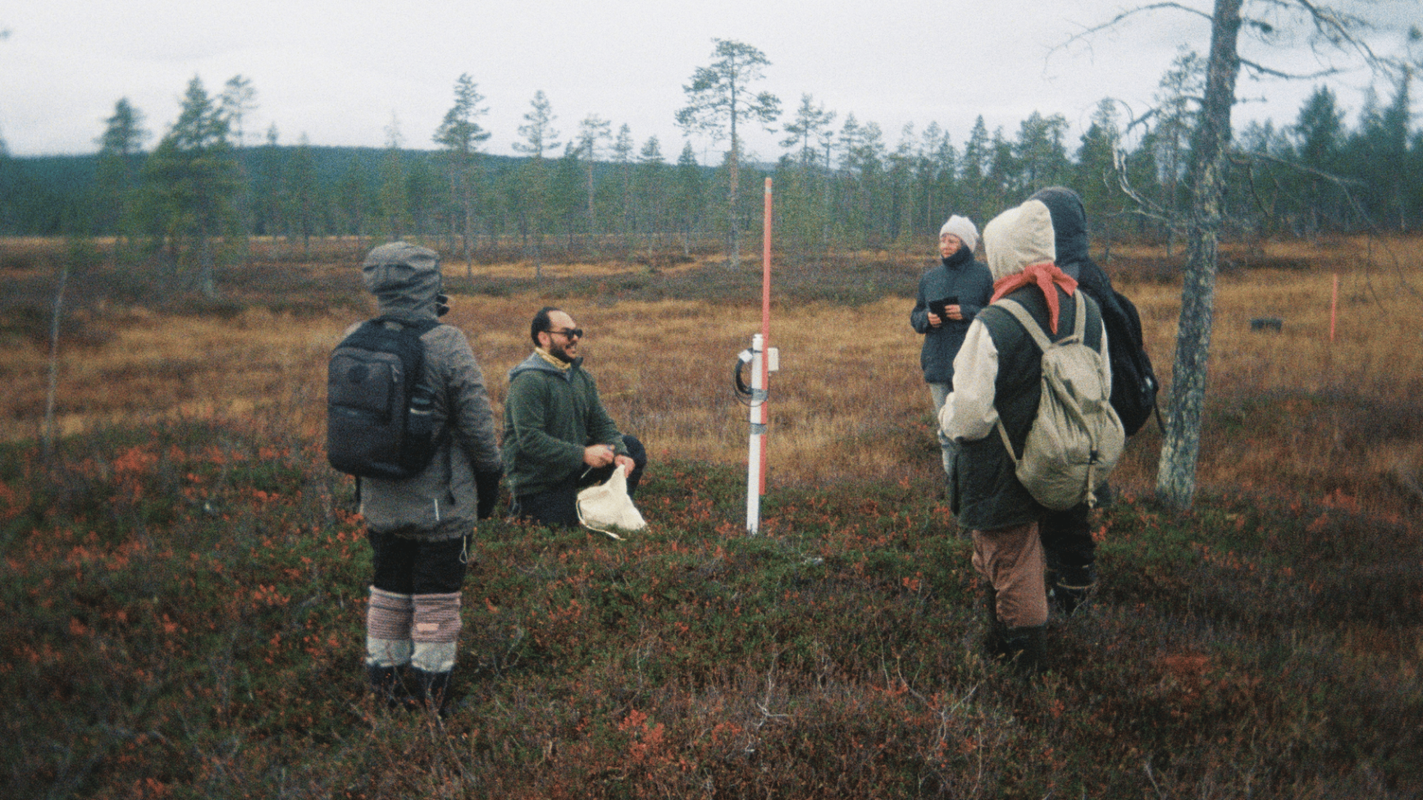 Researchers on a field trip taking samples