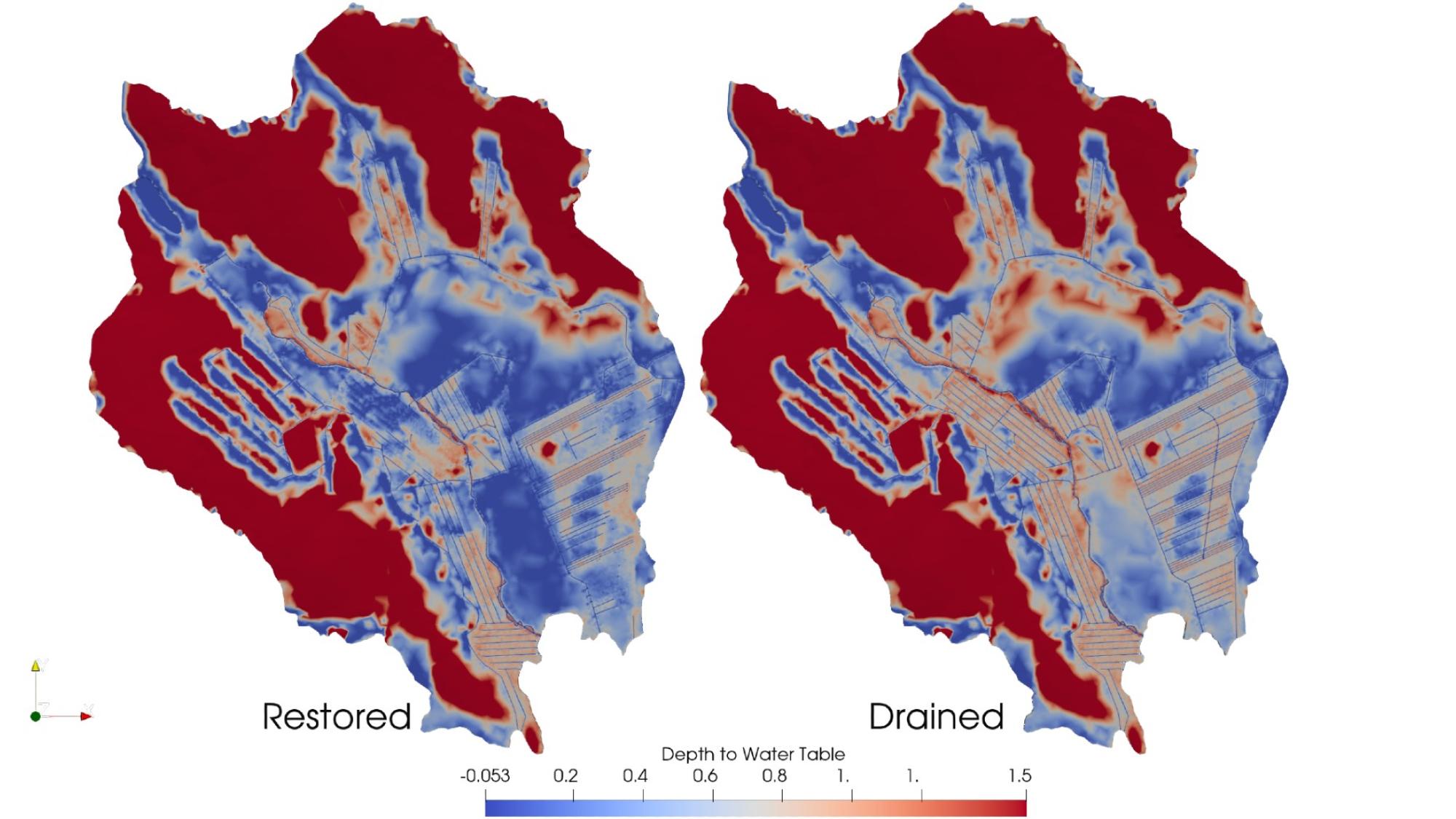Kaksi graafista ja värikästä karttakuvaa suoalueesta