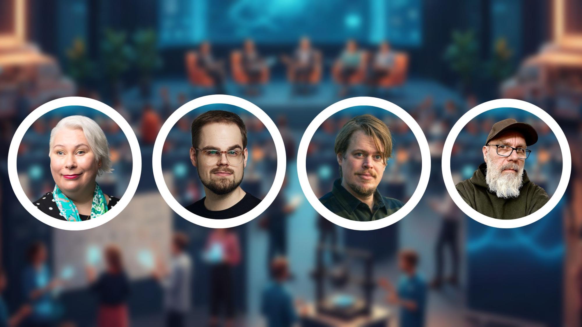 Satu Miettinen, Julius Oförsagd, Markus Sjöberg ja John Collingswood