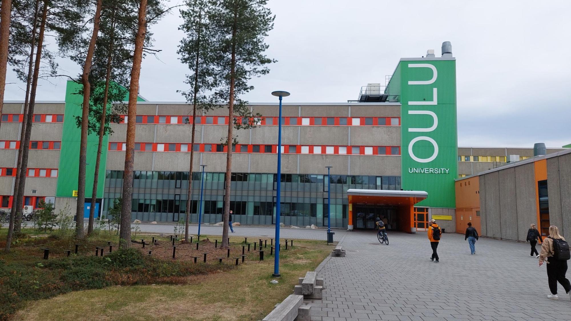 University of Oulu Main entrance, colorful facade from the 1960´s. 